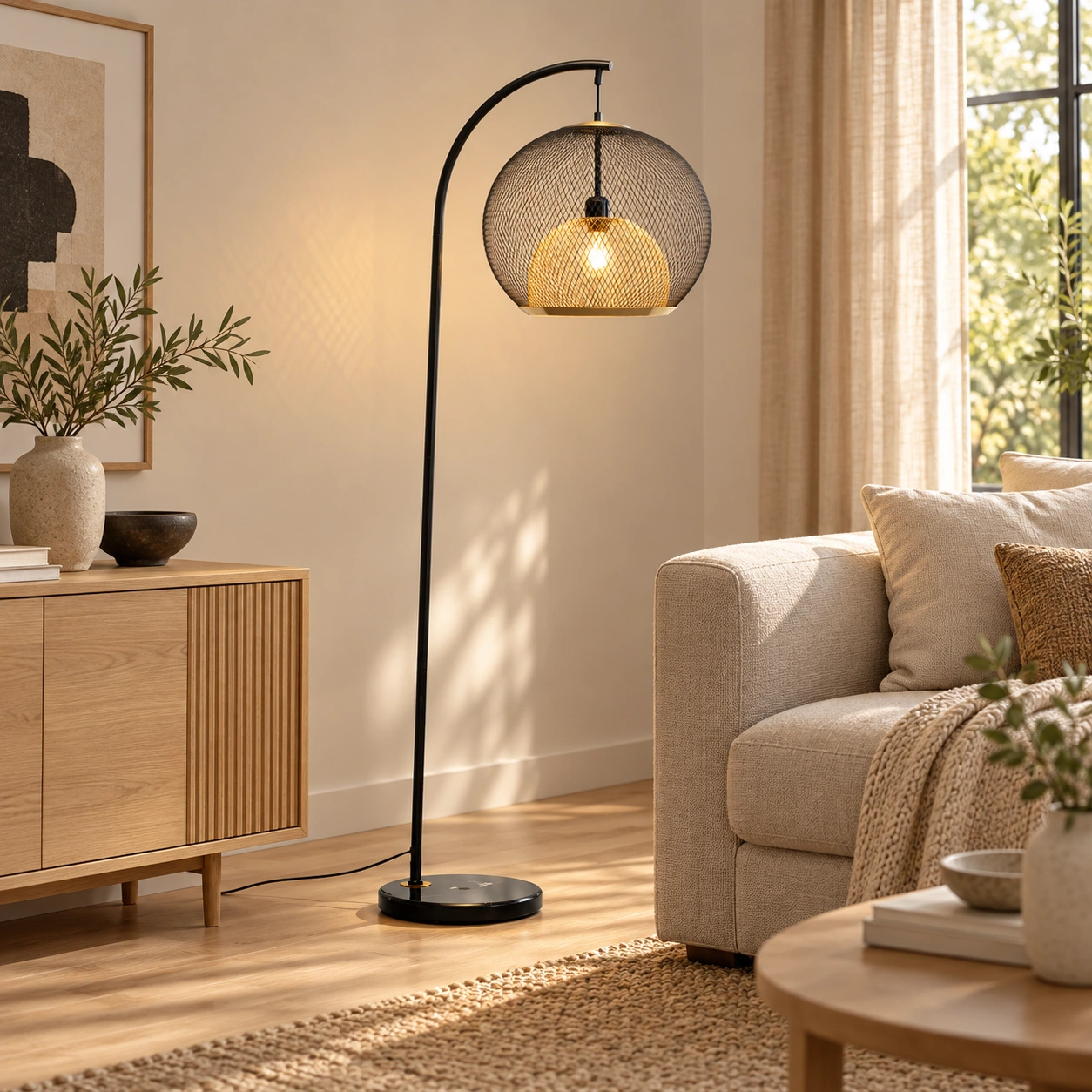 Stehleuchte Lichtgitter 156 cm – Wohnbeispiel