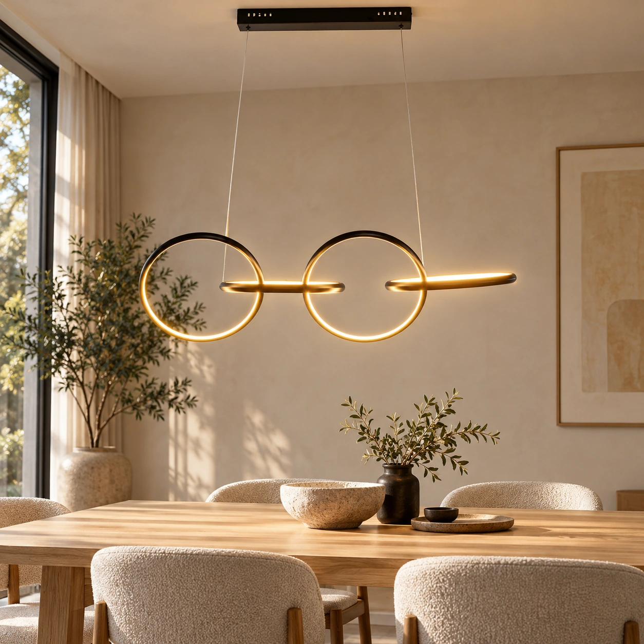 Pendelleuchte Lichtbahn LED Schwarz 155 cm – Wohnbeispiel