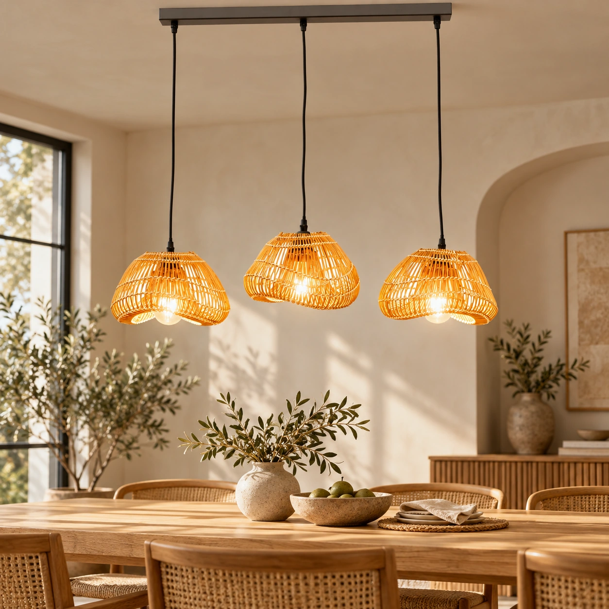 Pendelleuchte Glastropfen Trio 80 cm – Wohnbeispiel