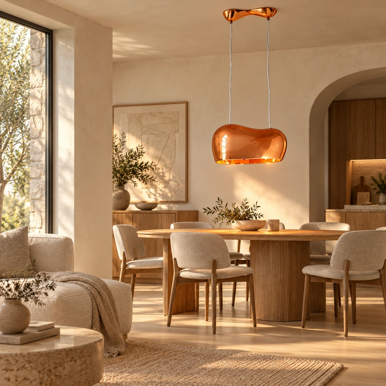 Pendelleuchte Wolkendoppel Bronze 50 cm – Wohnbeispiel