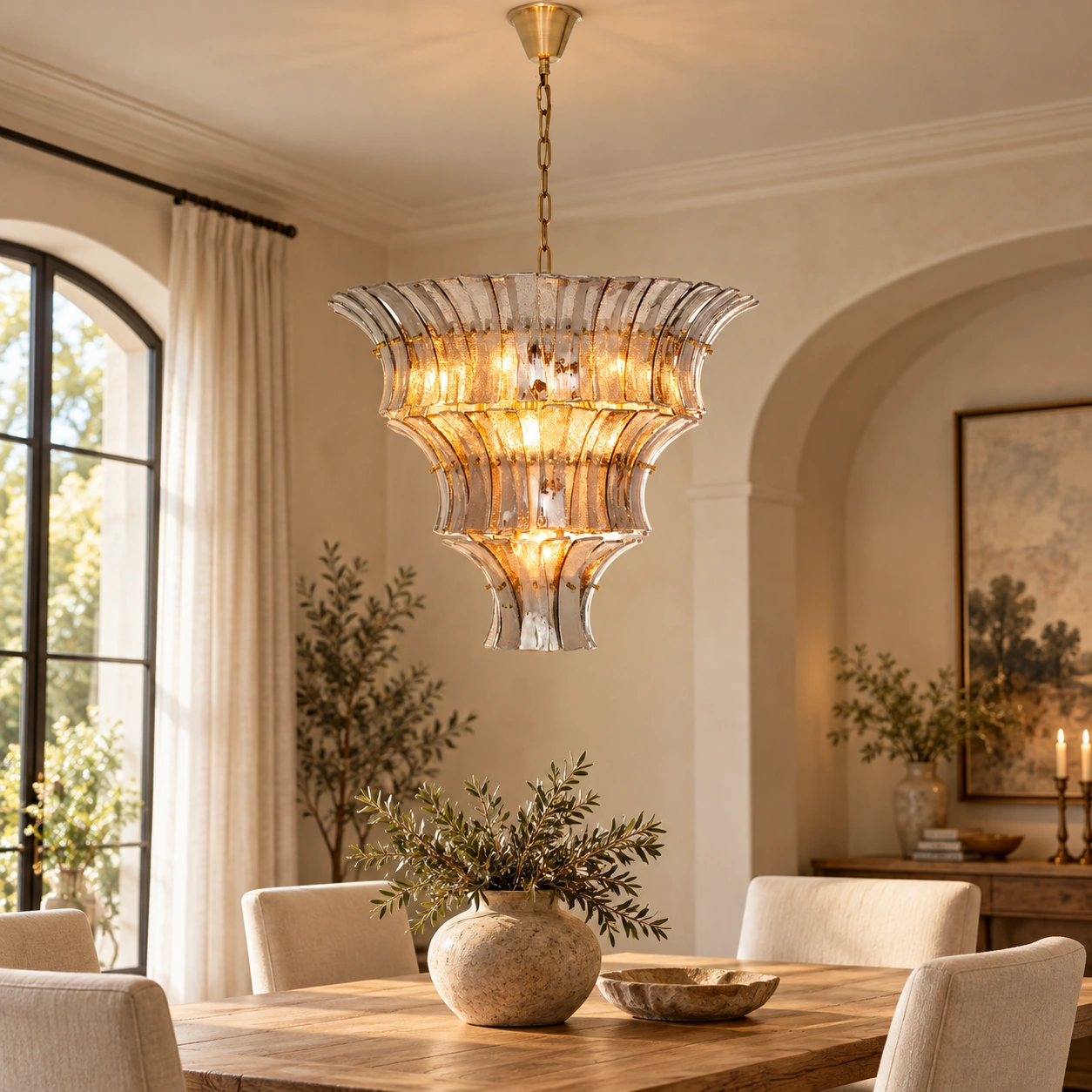 Pendelleuchte Glasreigen Rauch Ø71 cm – Wohnbeispiel