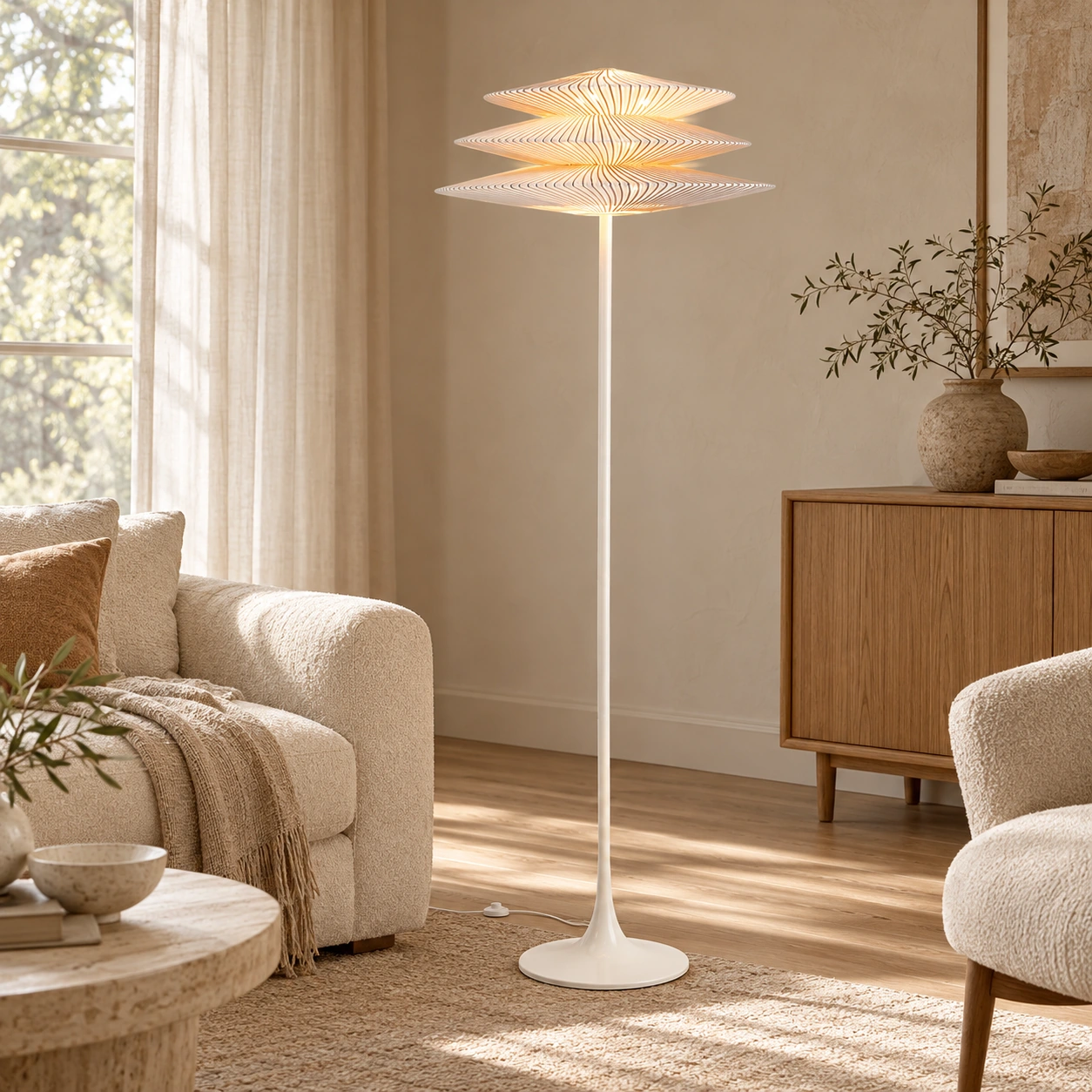 Stehleuchte Dreischirm 184 cm – Wohnbeispiel