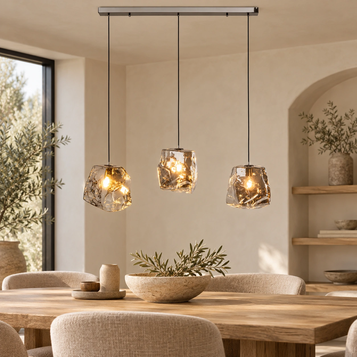Pendelleuchte Rauchglasaura 110 cm – Wohnbeispiel