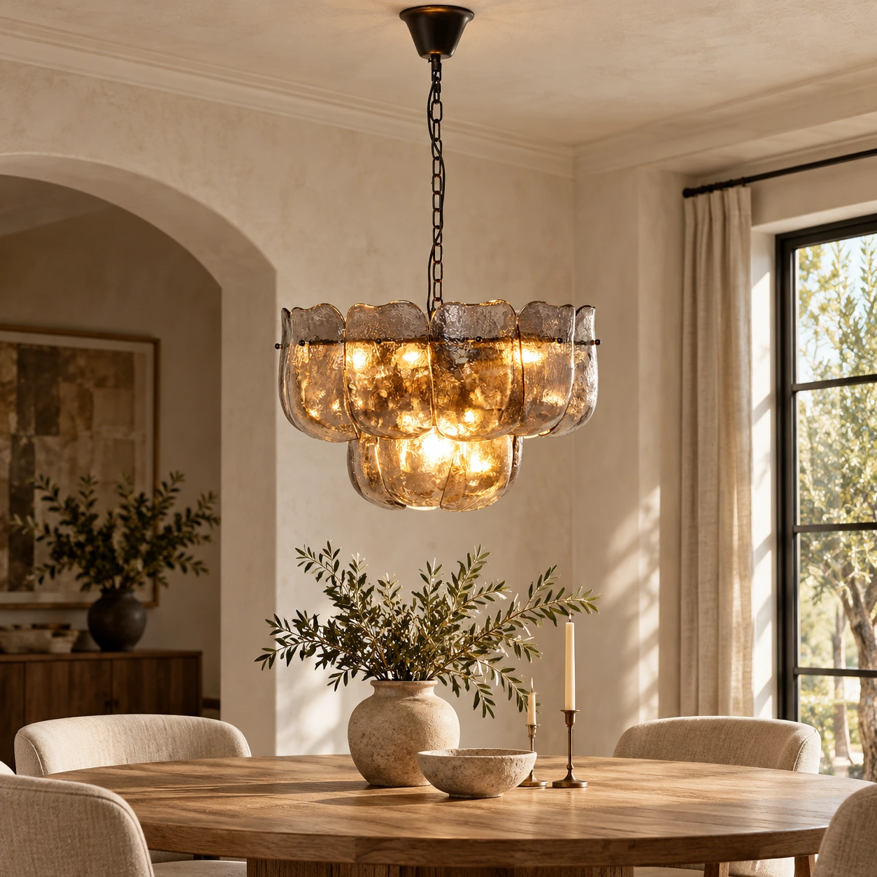 Pendelleuchte Glaskelch Ø52 cm – Wohnbeispiel