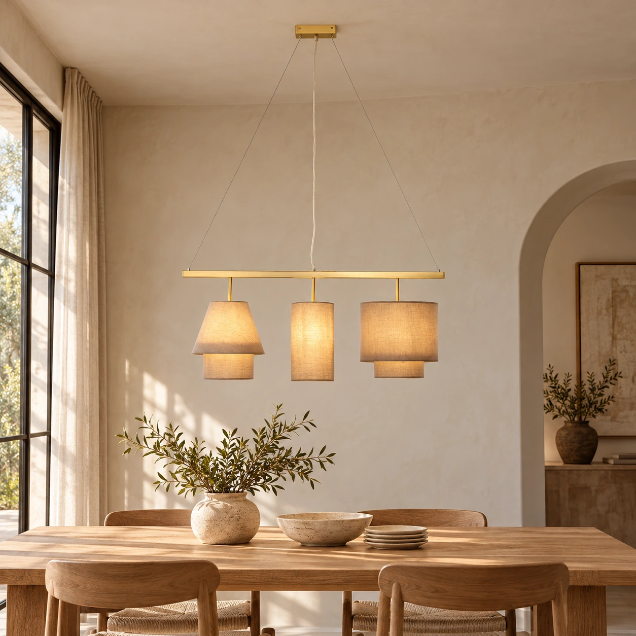 Pendelleuchte Lichtstaffel Braun 150 cm – Wohnbeispiel