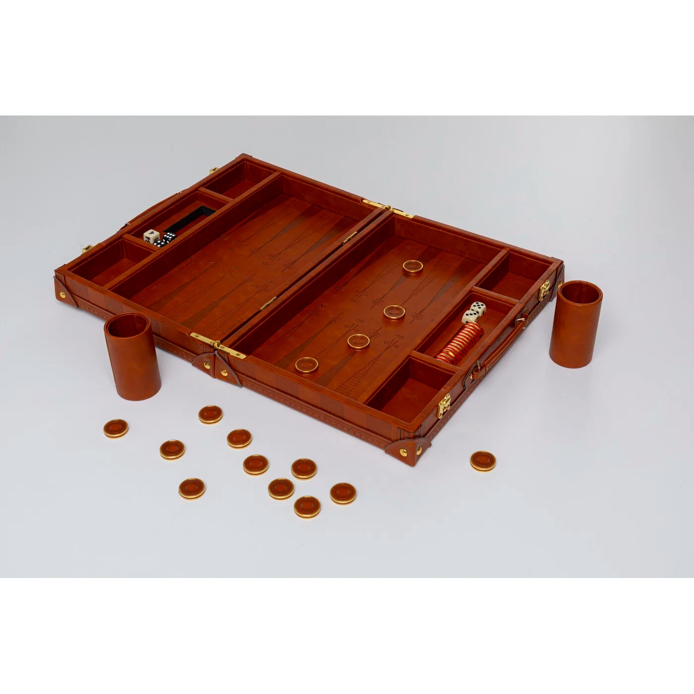 Backgammon-Spiel Holzoptik 39 × 27 cm