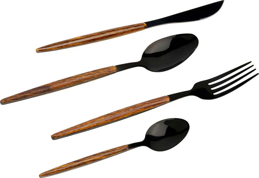 Besteck Stadttafel Mattschwarz – 64-teilig (4 Sets)