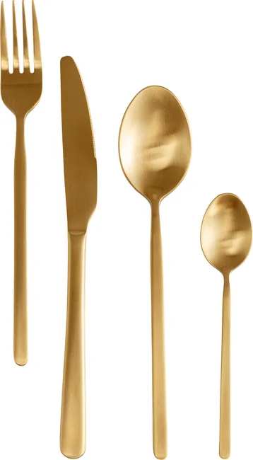 Besteck Tafelglanz Mattgold – 64-teilig (4 Sets)