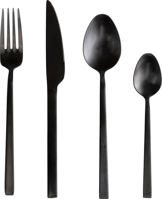 Besteckset Tafelform Schwarz Matt – 64-teilig (4 Sets)