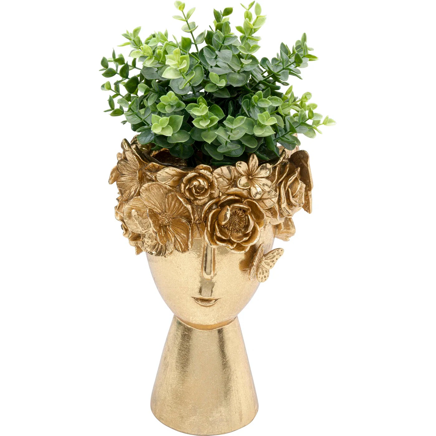 Blumentopf Gesicht mit Rosenkranz Gold 31 cm