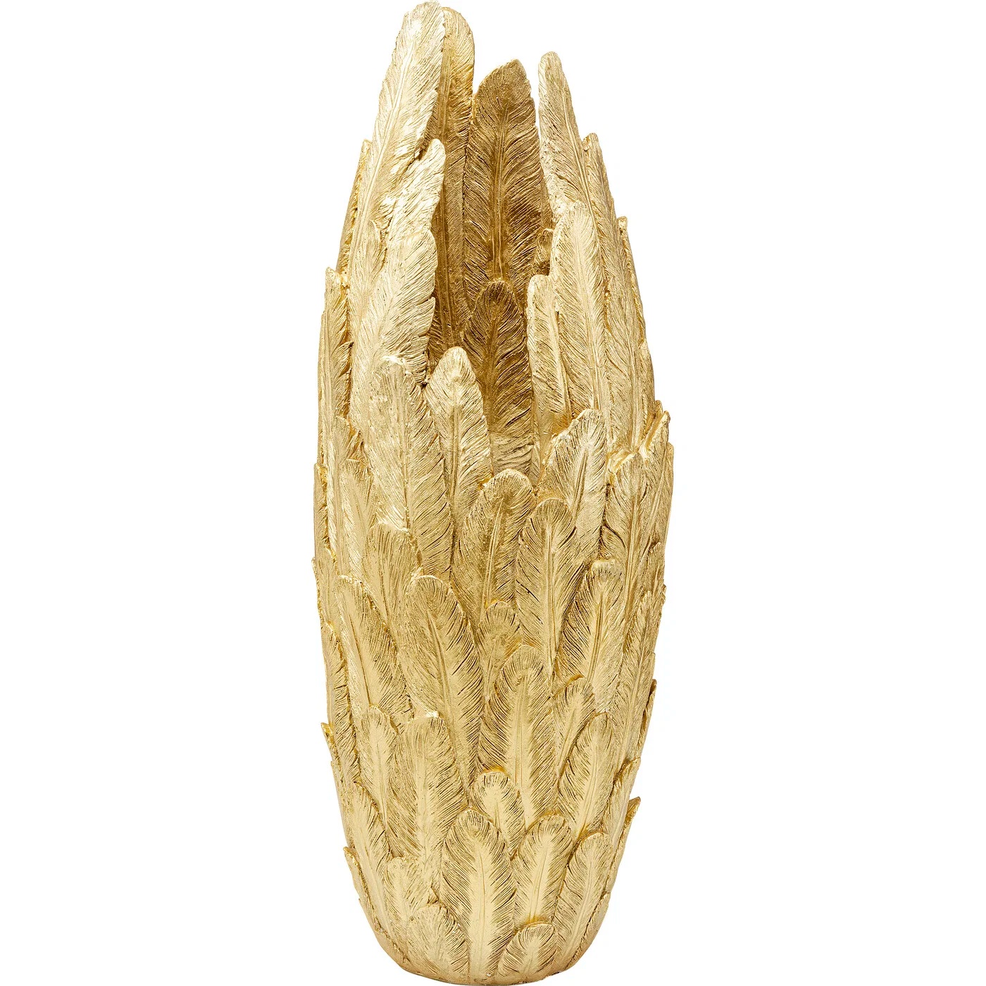 Bodenvase Federrelief in Gold 80 cm