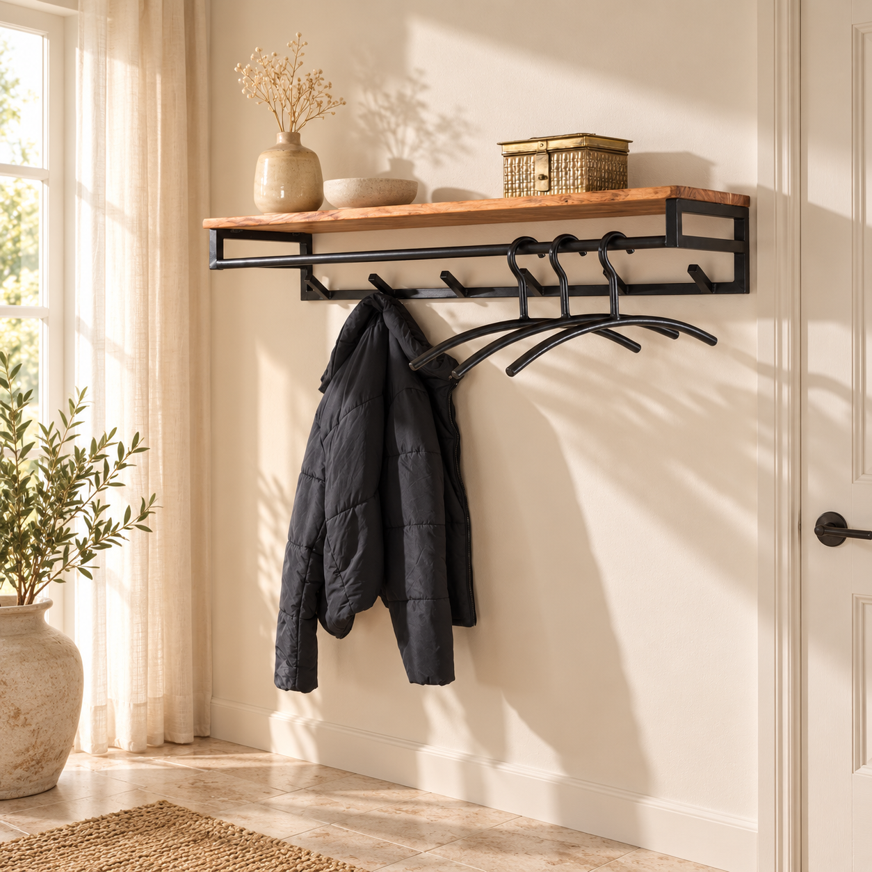 Garderobe Modul Kleiderstange und Hutablage 6 Haken