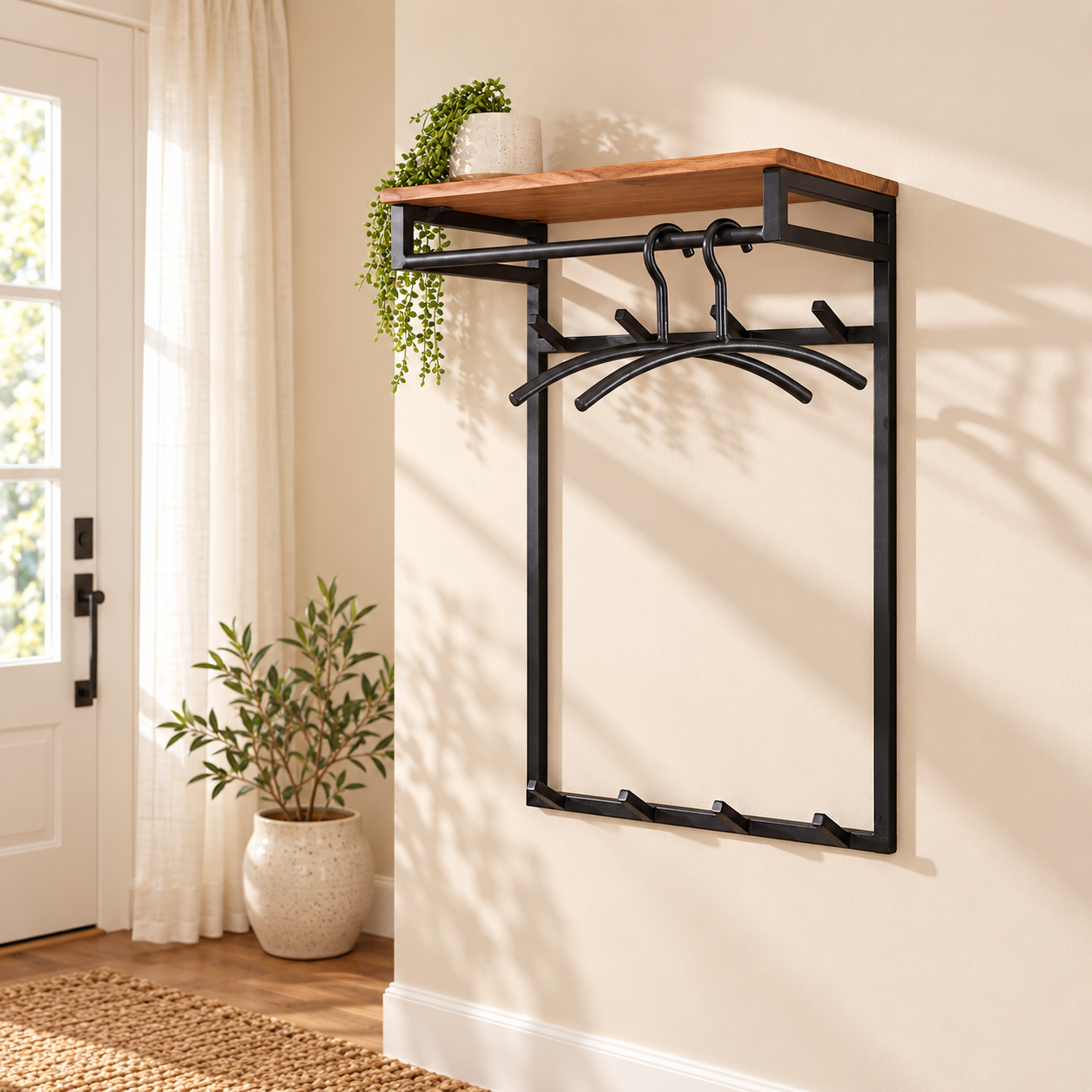 Garderobe Modul hoch Kleiderstange und Hutablage 2x4 Haken