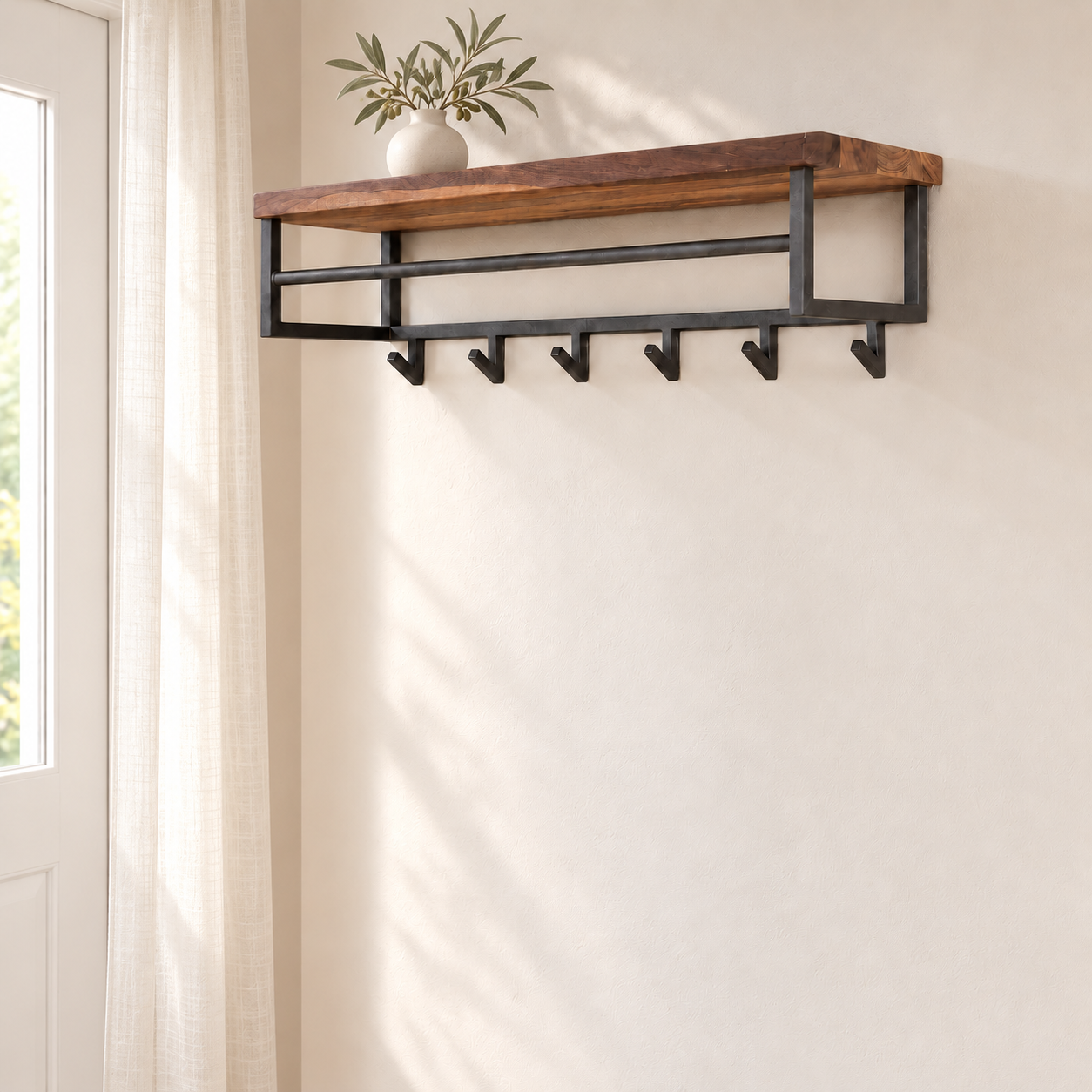 Garderobe Anker Hutablage 6 Haken / Massiv Saja
