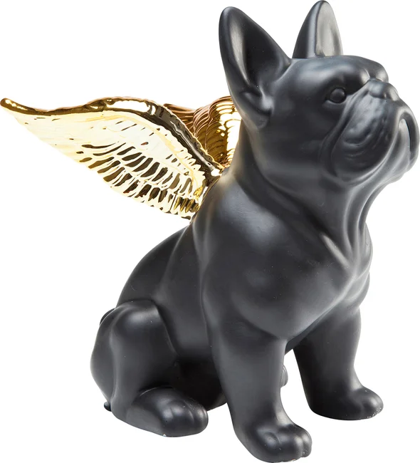 Dekofigur Engelshund Schwarz-Gold
