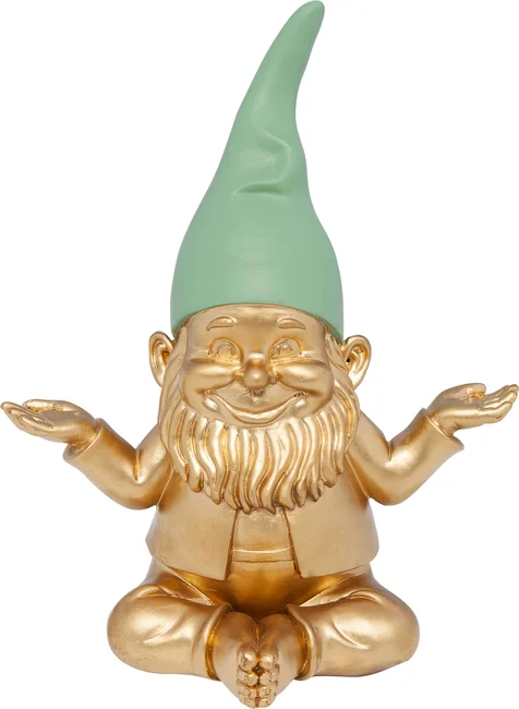 Dekofigur Meditationszwerg Gold Grün 19 cm