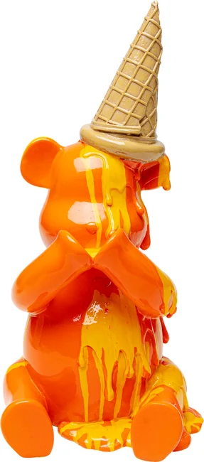 Dekofigur Sitzender Eistütenbär Orange 37 cm
