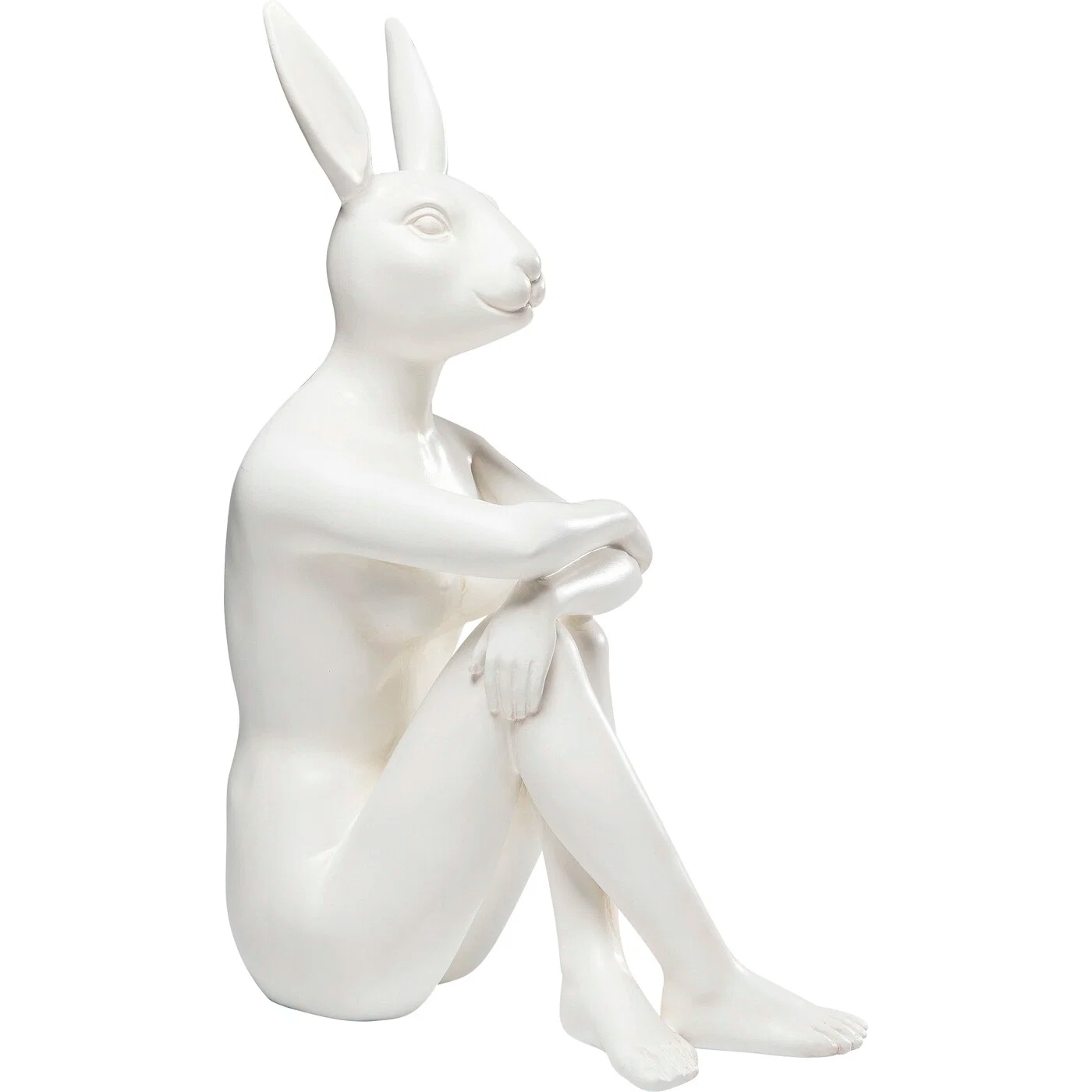 Dekofigur Sitzender Hase in Weiß