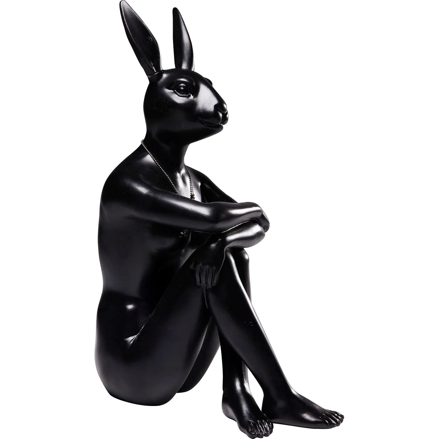 Dekofigur Sitzender Hase Schwarz