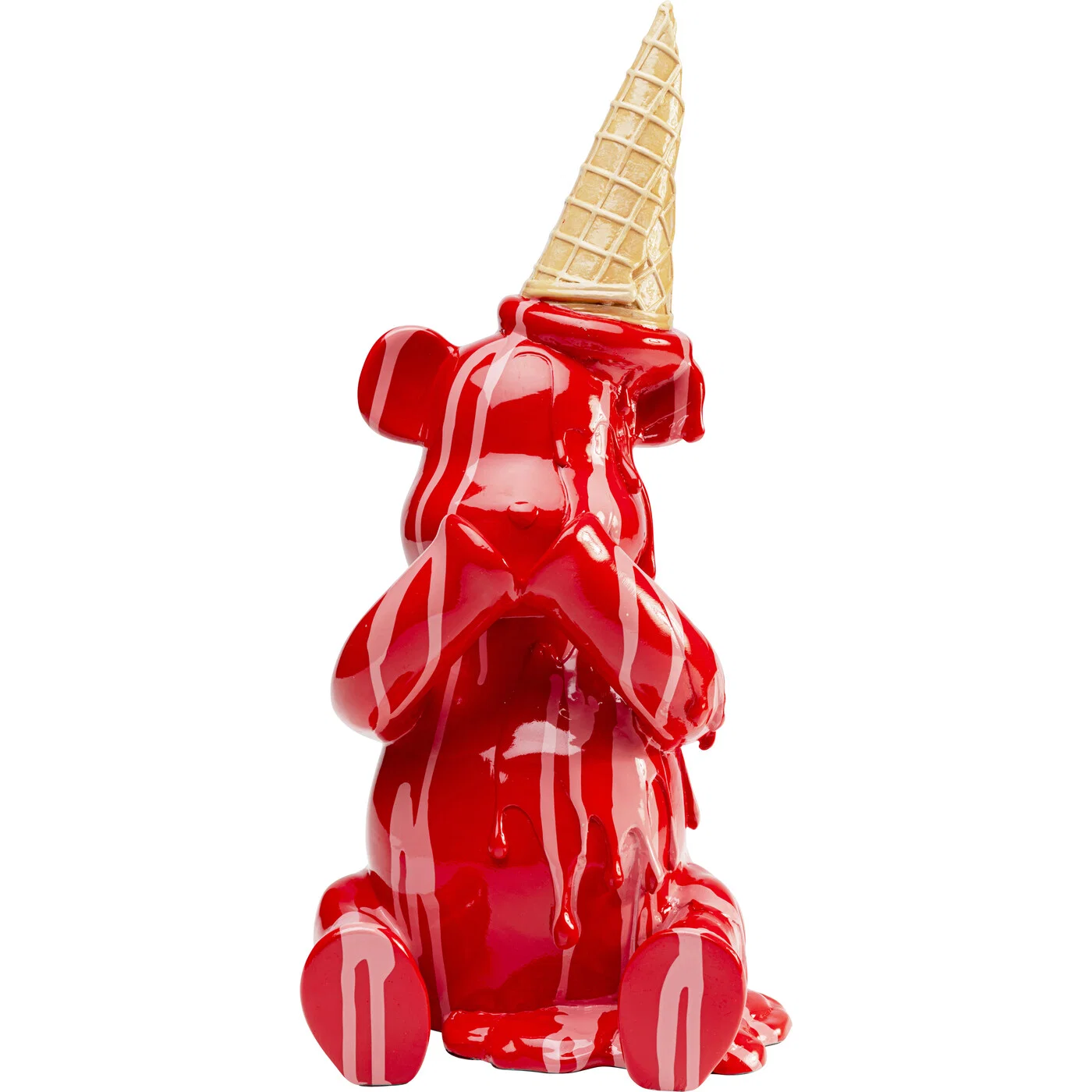 Dekofigur Bär mit Eiskrone Rot 37 cm