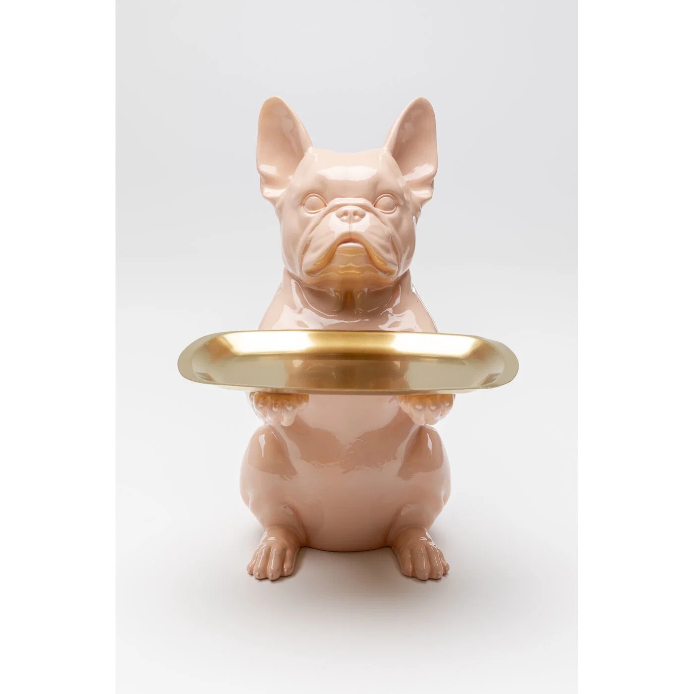 Dekofigur Hund mit Tablett Rosa 28 cm