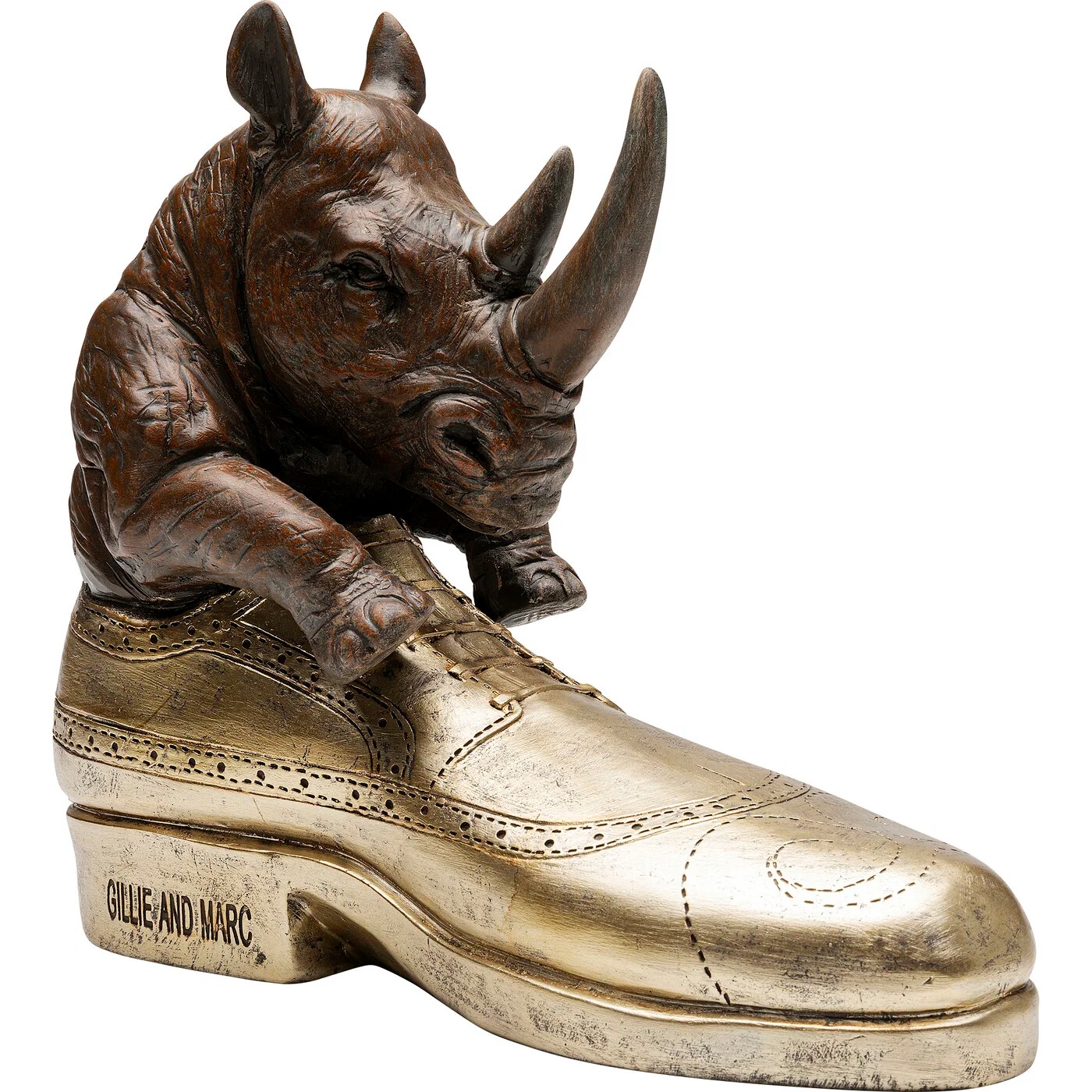 Dekofigur Nashorn im Schuh 28 cm