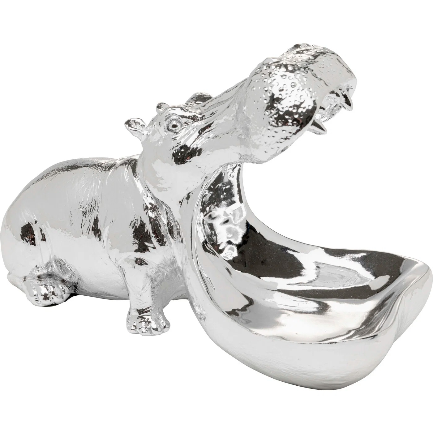 Dekofigur Nilpferdschale Silber 17 cm