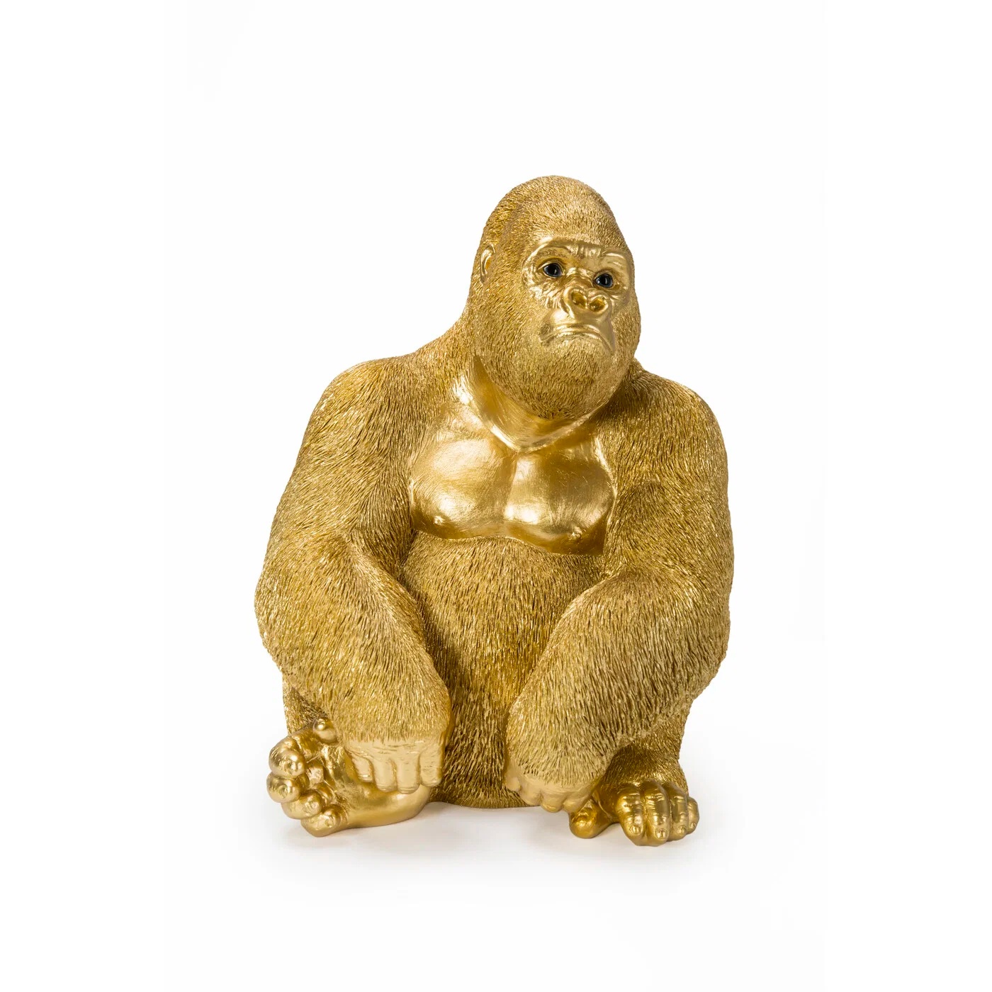 Dekofigur Sitzender Gorilla Gold 39 cm