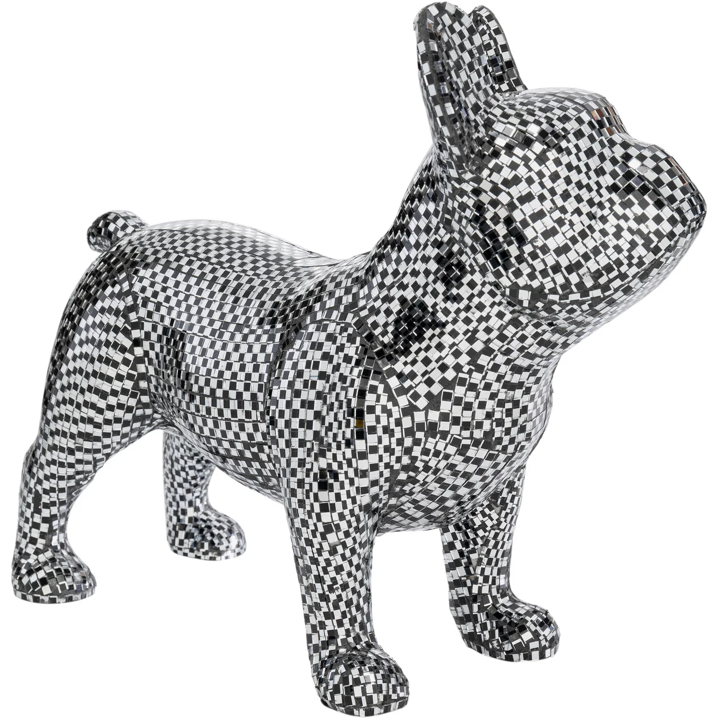 Dekofigur Spiegelbulldogge Silber 36 cm