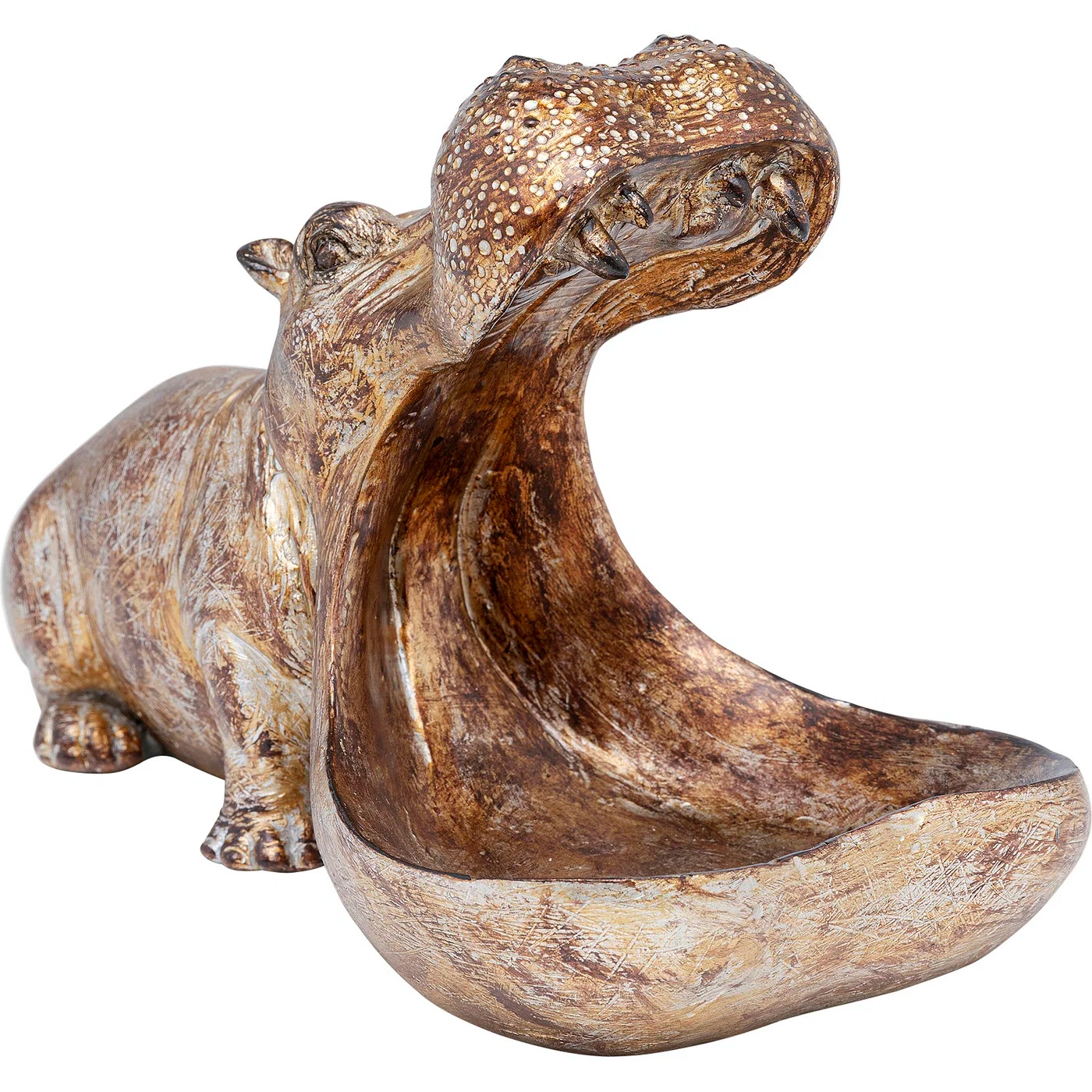 Dekoschale Nilpferd Goldbraun 17 cm