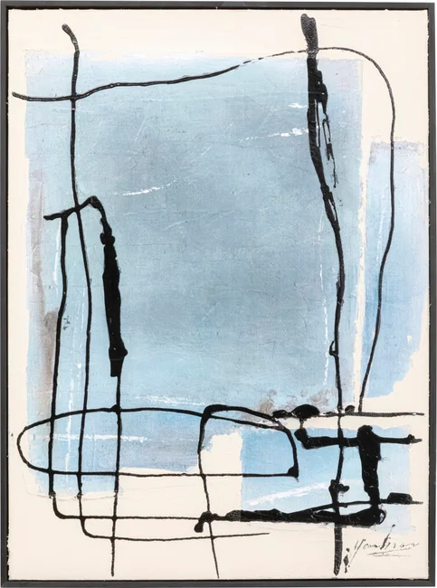 Gerahmtes Bild Blaue Spuren 55 × 75 cm