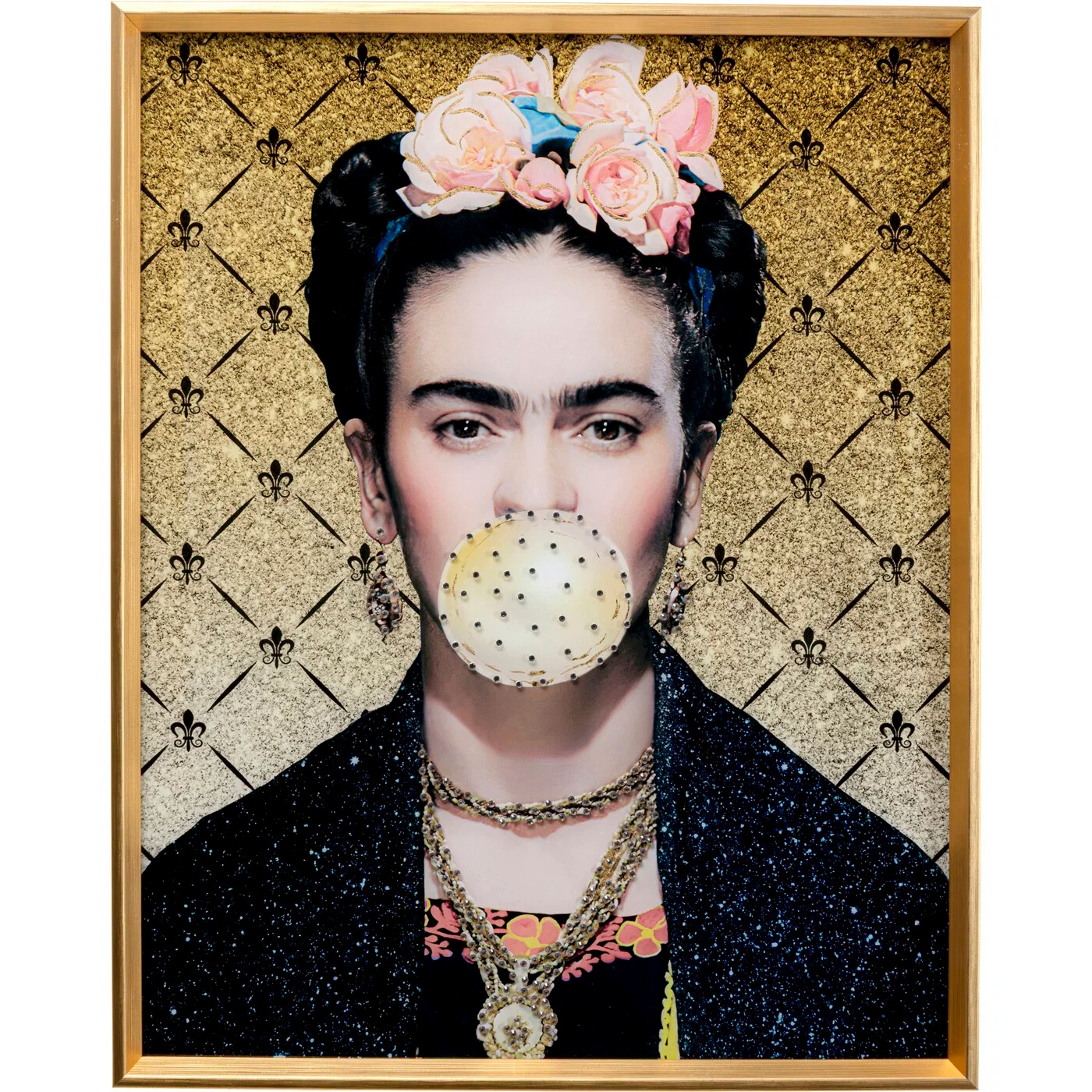 Gerahmtes Bild Blütenfrau mit Bubble 40×50 cm