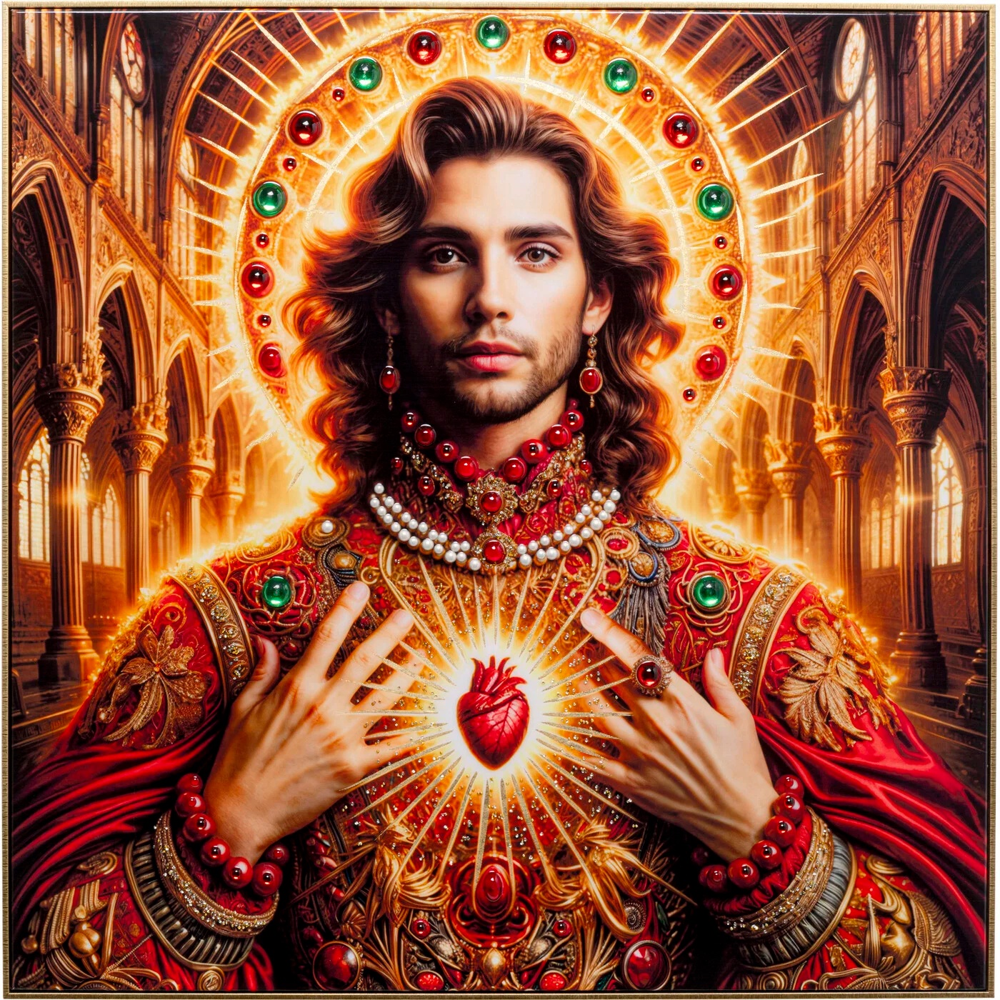 Gerahmtes Bild Goldener Heiligenschein 100×100 cm