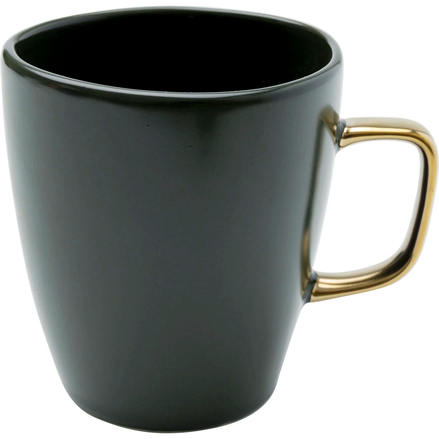 12er-Set Tassen Schwarz mit goldenem Henkel
