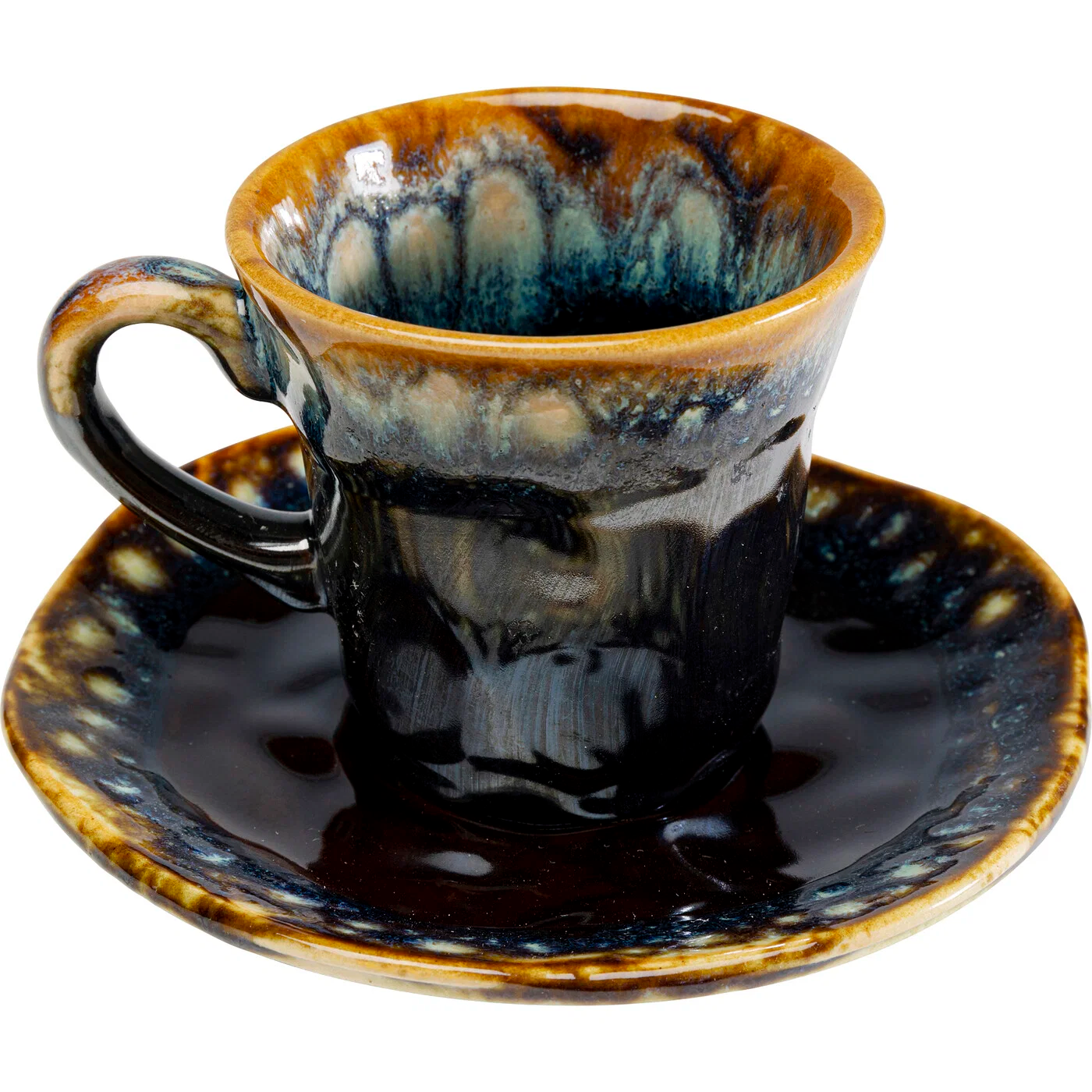 12er-Set Espressotassen Dunkelblau mit Untertassen