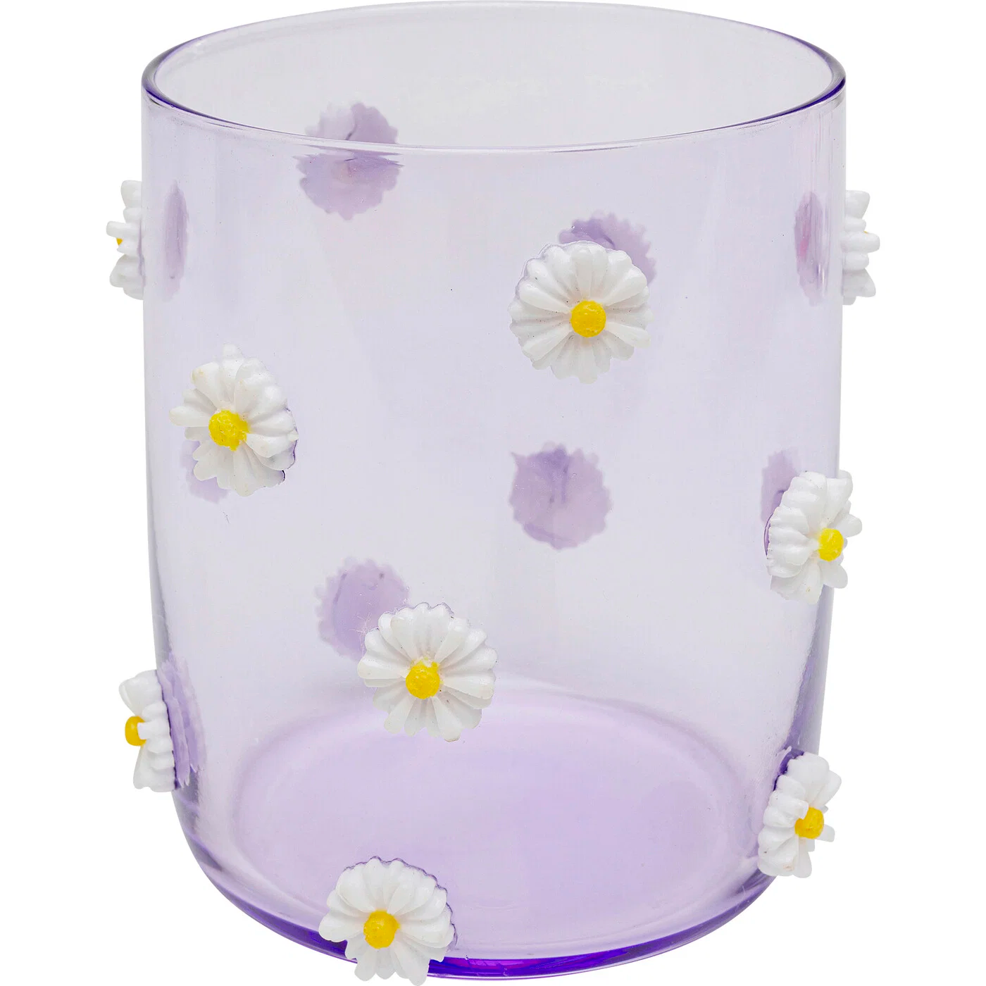 16er-Set Wassergläser Lila mit Blütendekor