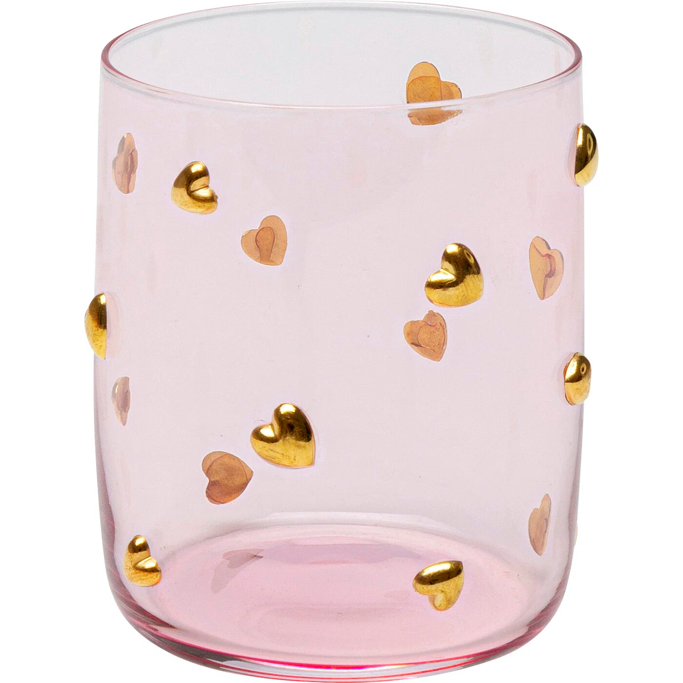 16er-Set Wassergläser Rosa mit Herzdekor