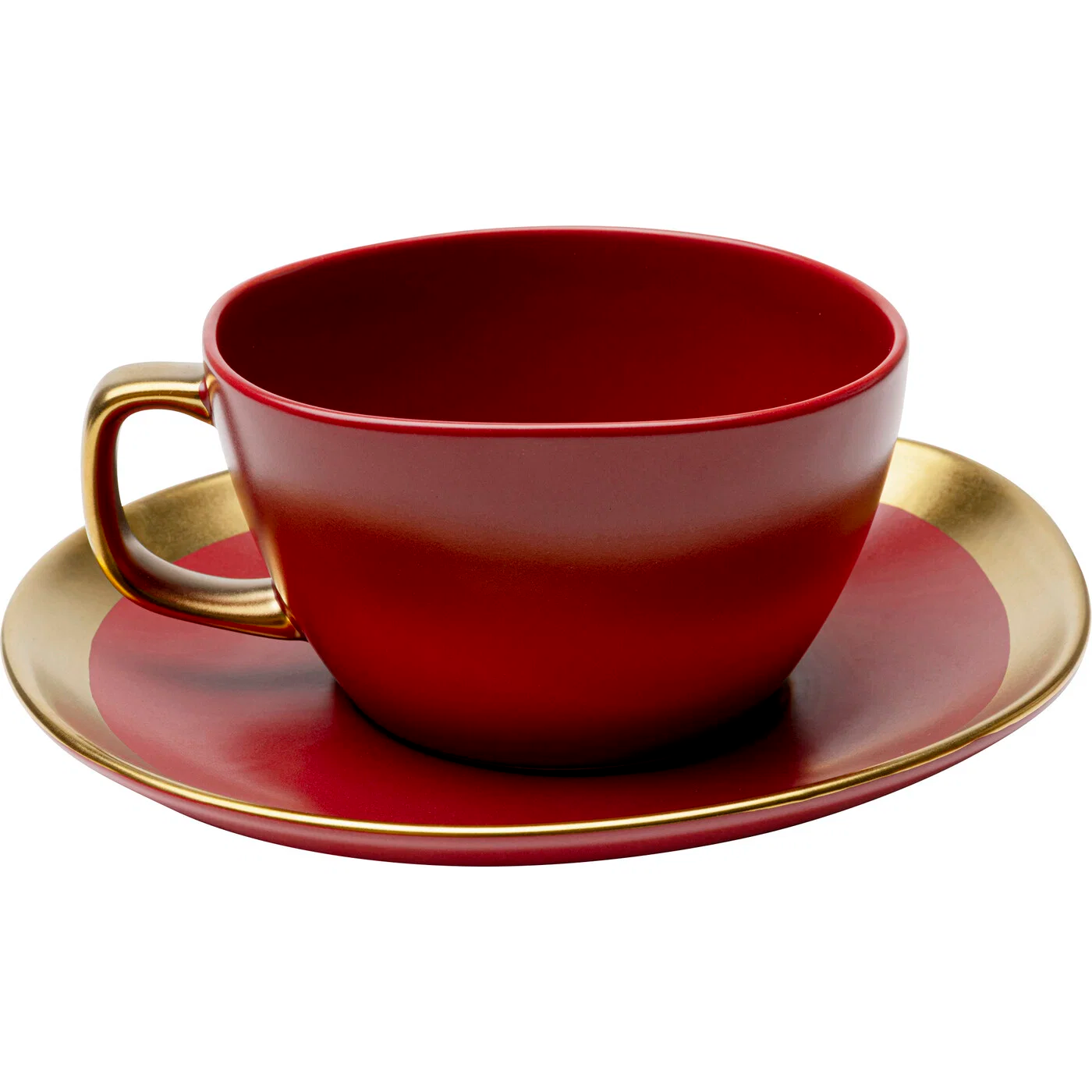 6er-Set Tassen Rot mit Goldrand und Untertassen