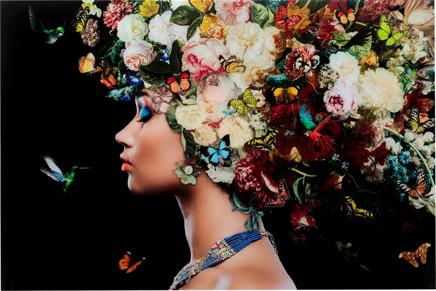 Glasbild Blumenfülle 150 × 100 cm