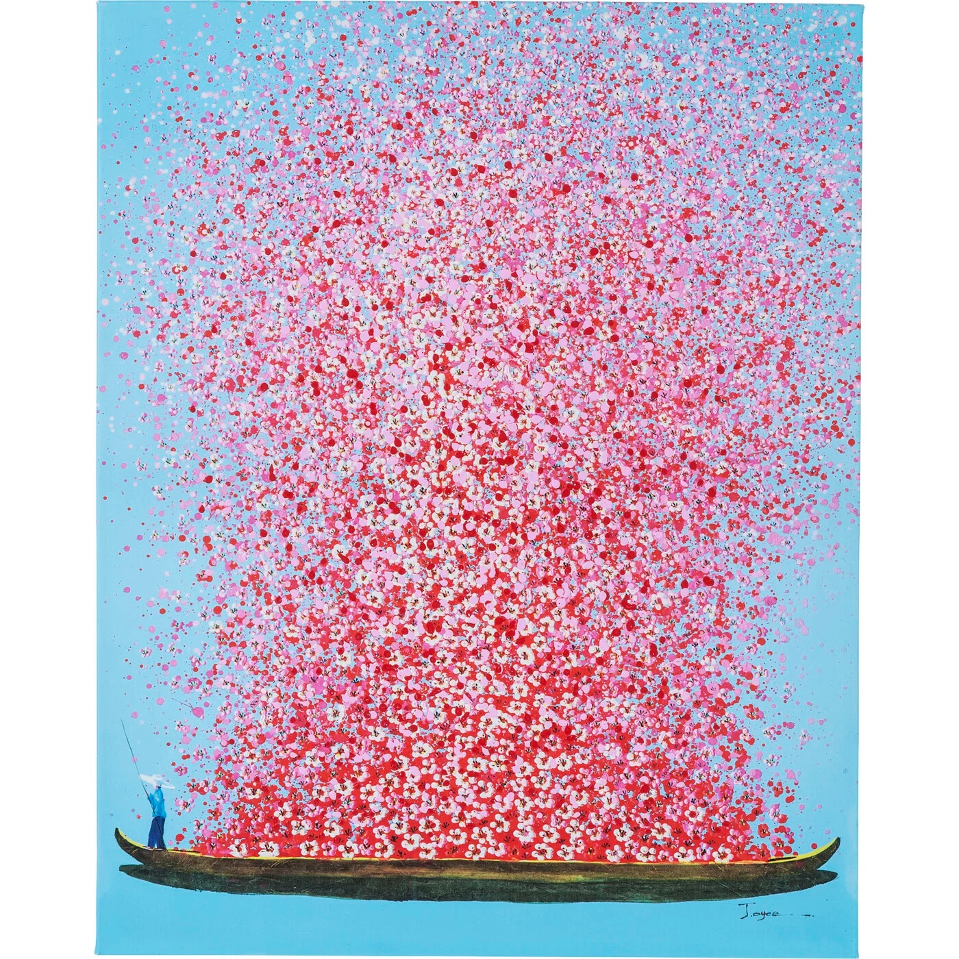 Glasbild Blütenregen Türkis 80 × 100 cm