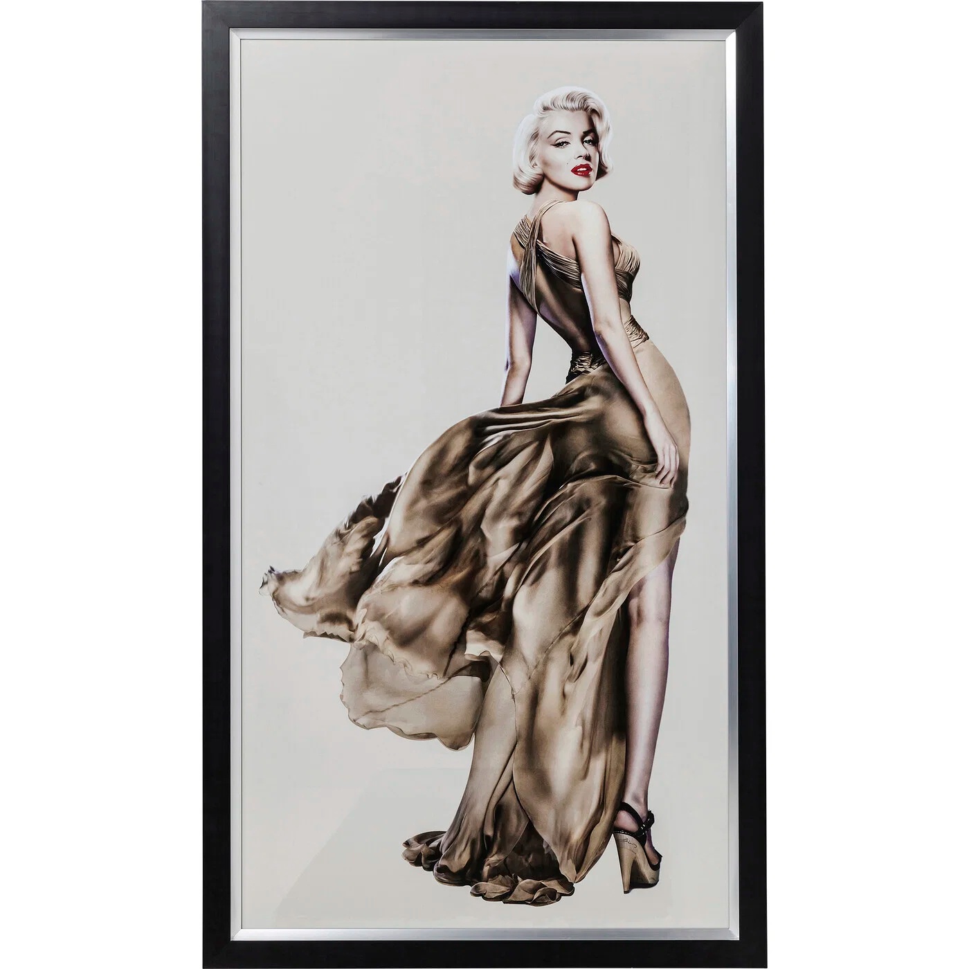 Glasbild Damenporträt Abendkleid 100 × 172 cm