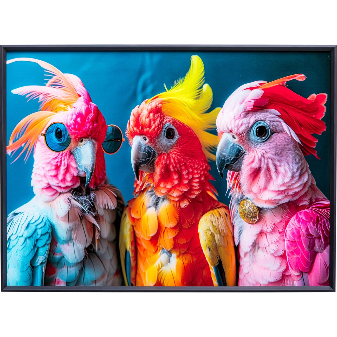 Glasbild Kakadu-Trio 70 × 50 cm