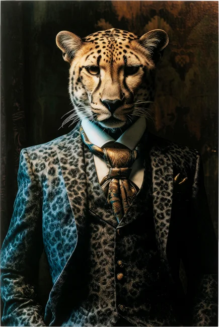Glasbild Leopardenherr 100 × 150 cm