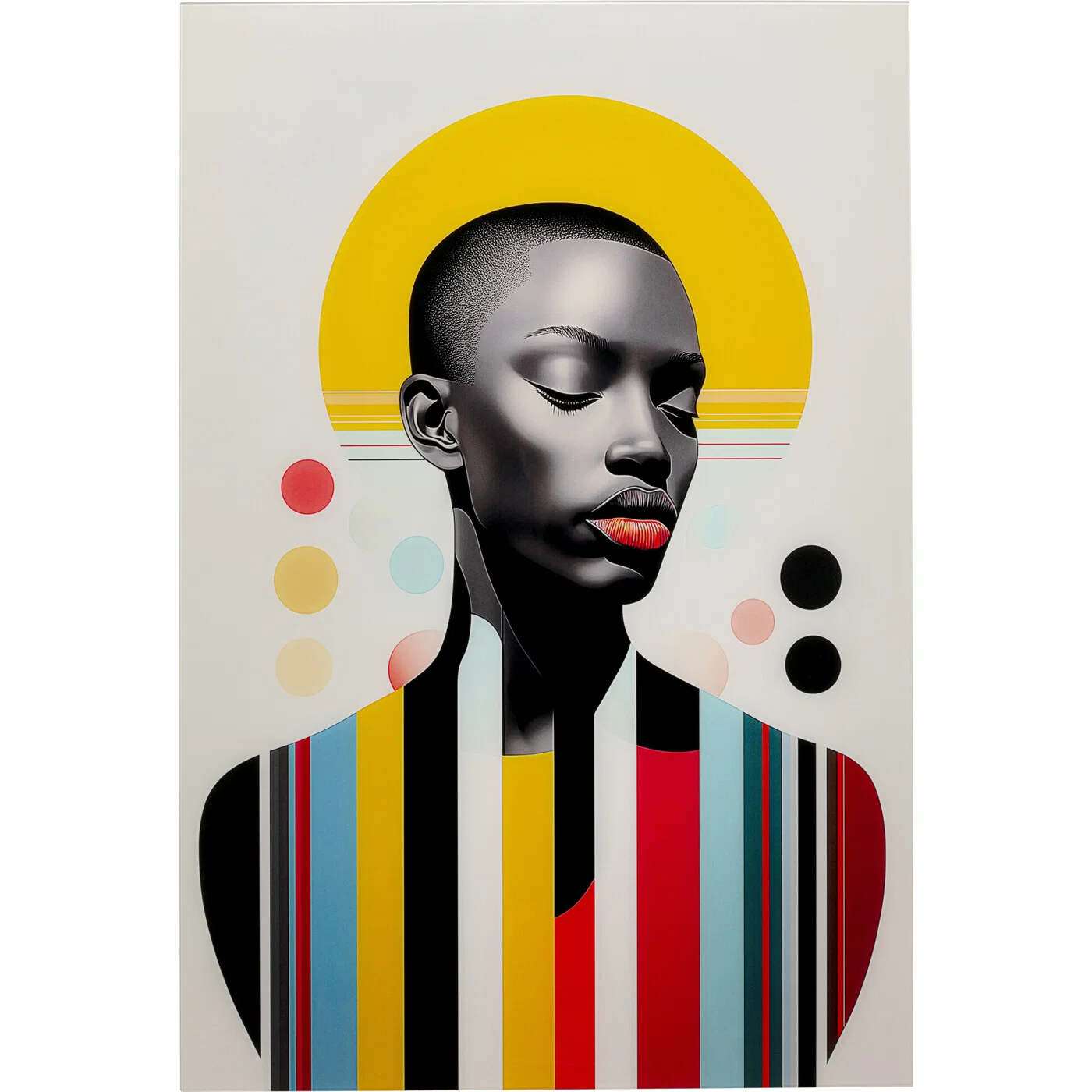Glasbild Frauenporträt Gelb 80 × 120 cm