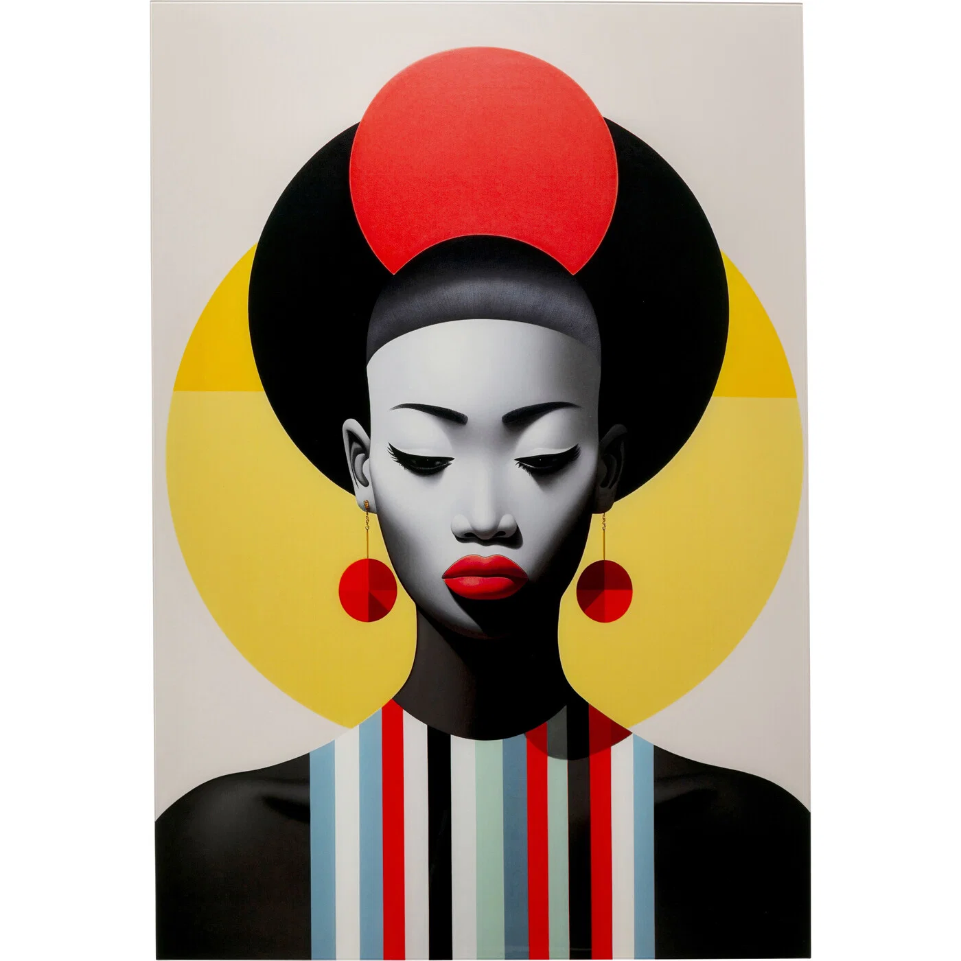 Glasbild Frauenporträt Rot 80 × 120 cm