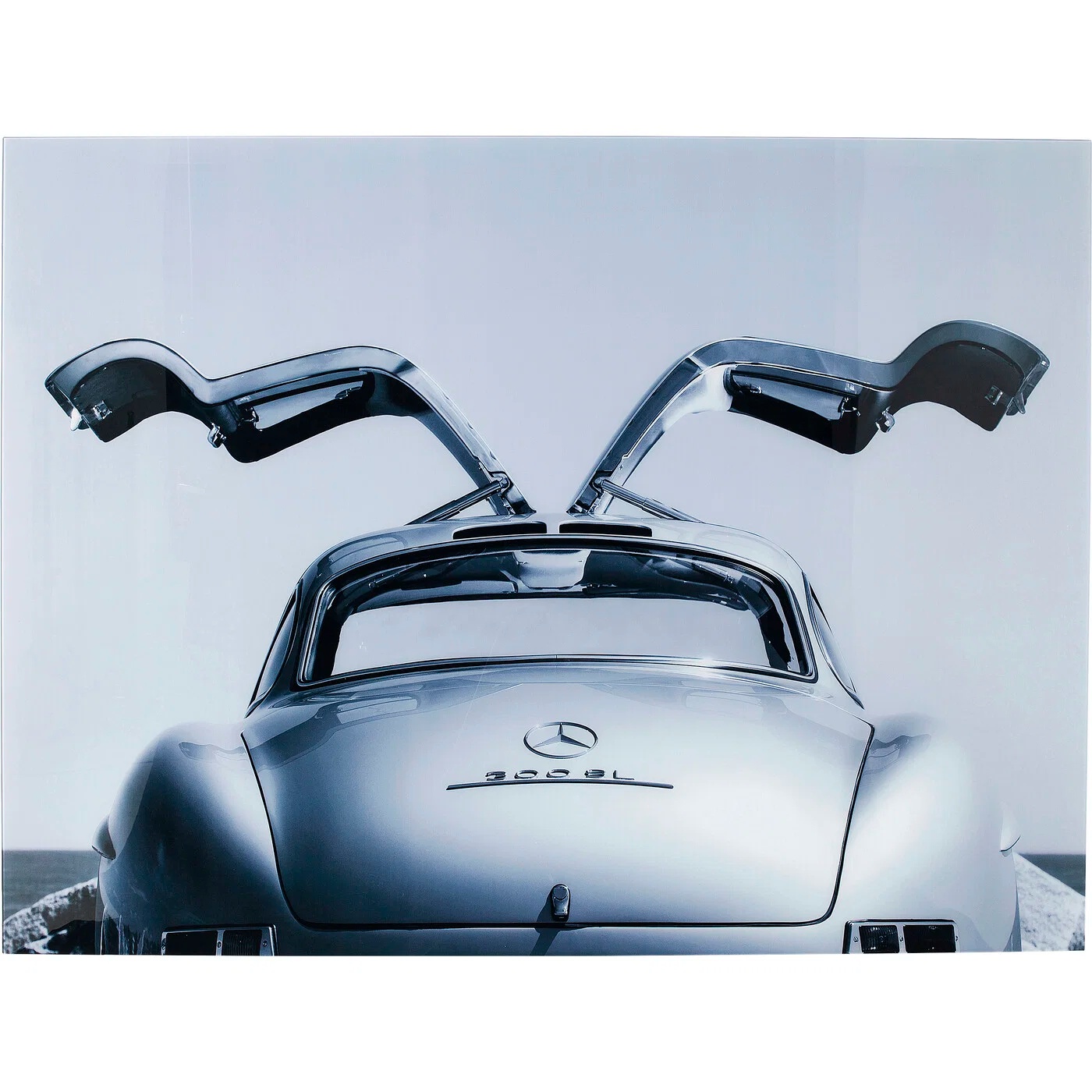 Glasbild Oldtimer-Heck 120×80 cm