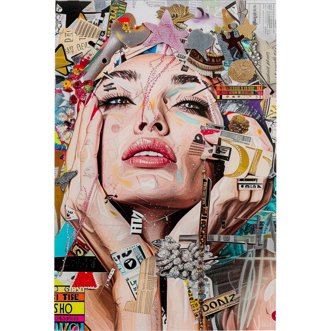 Glasbild Portraitcollage 80×120 cm