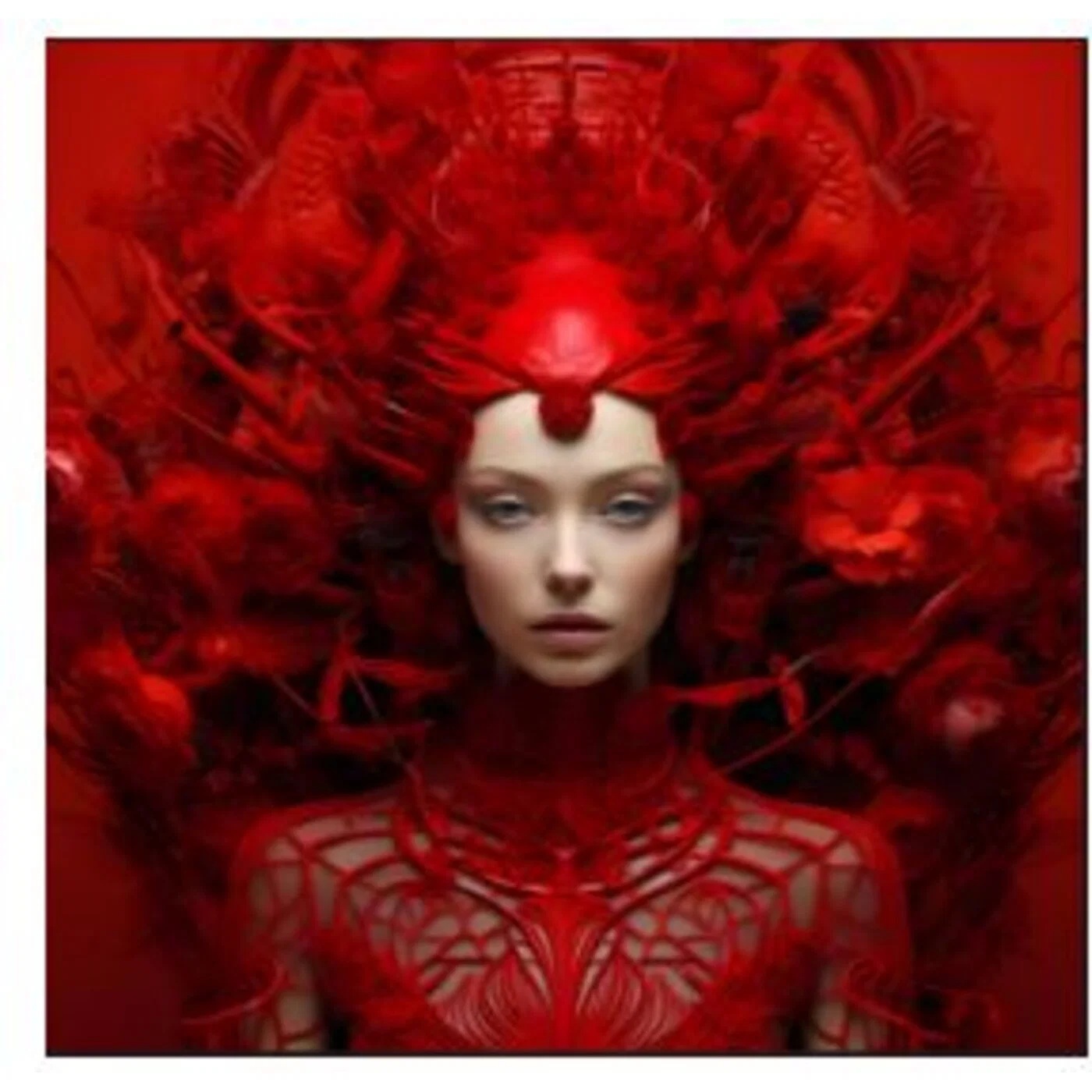 Glasbild Rote Muse 120×120 cm