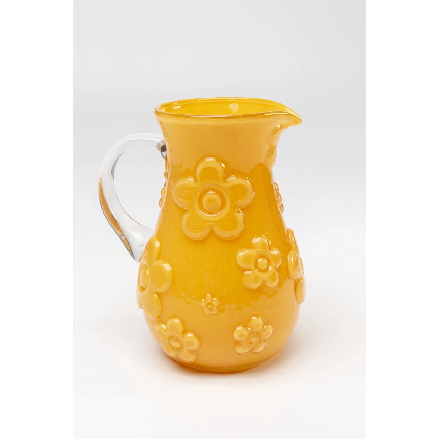 Glaskrug Blütenrelief Gelb 24 cm – 4er-Set