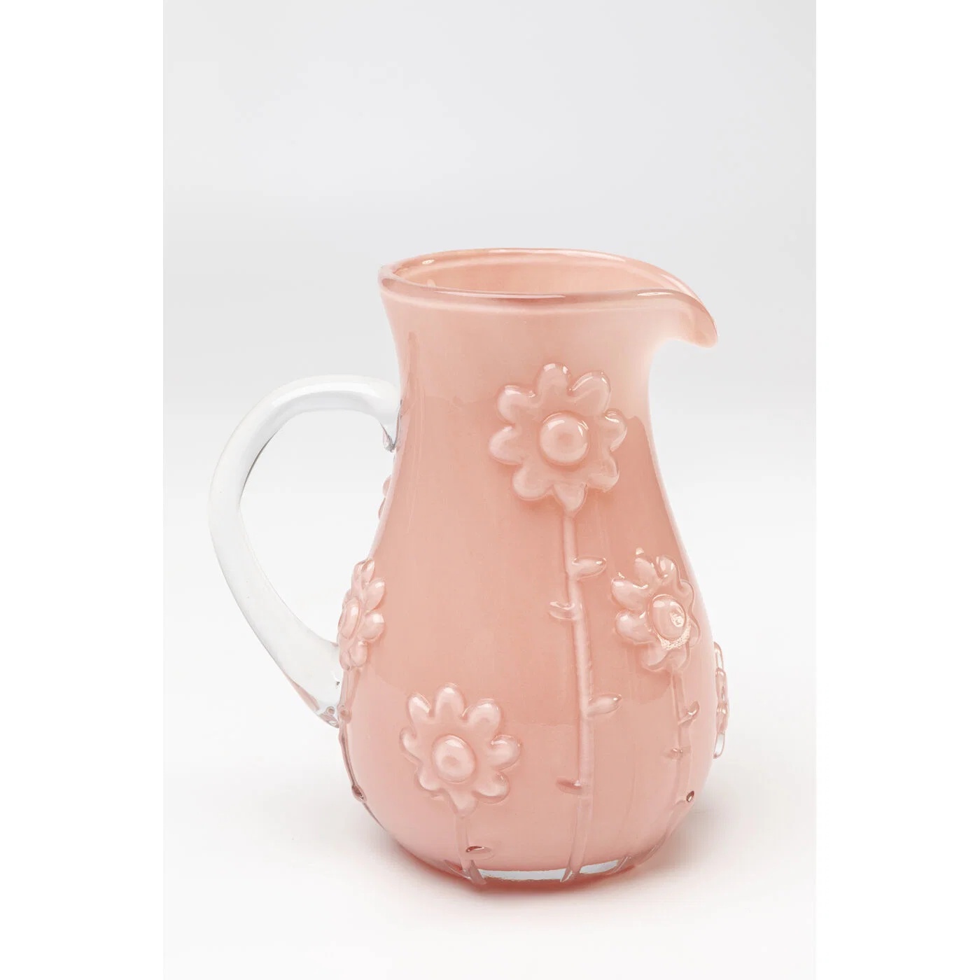 Glaskrug Blütenrelief Rosa 20 cm – 4er-Set